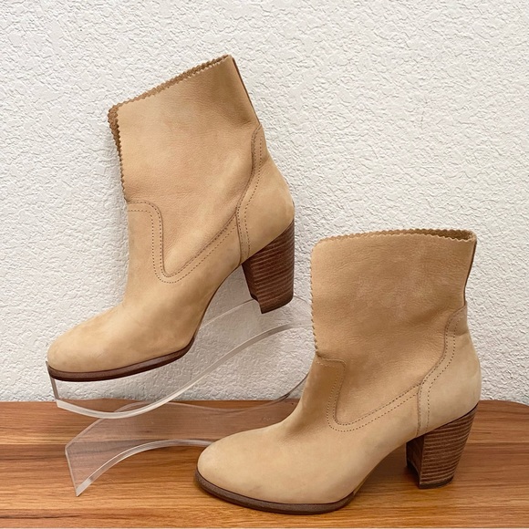 UGG “Thames” Nude Suede Leather Ankle Heeled Boots in Wet Sand Color Size 6 - Picture 2 of 16